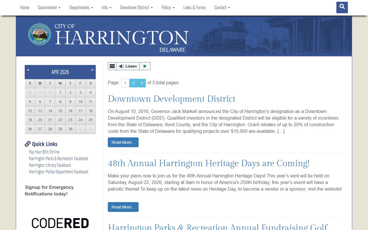 Harrington police news page as part of the Harrington police blotter