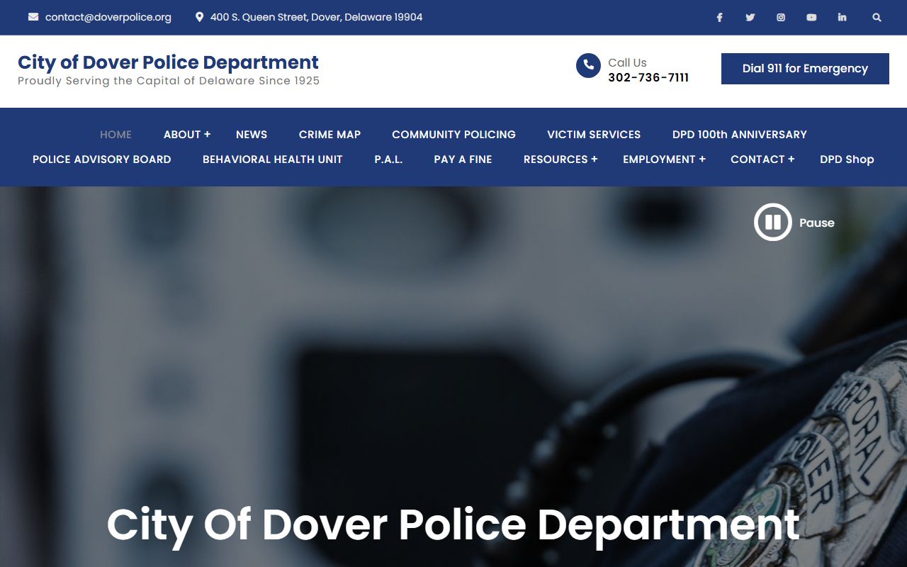 Dover Police Department police blotter homepage