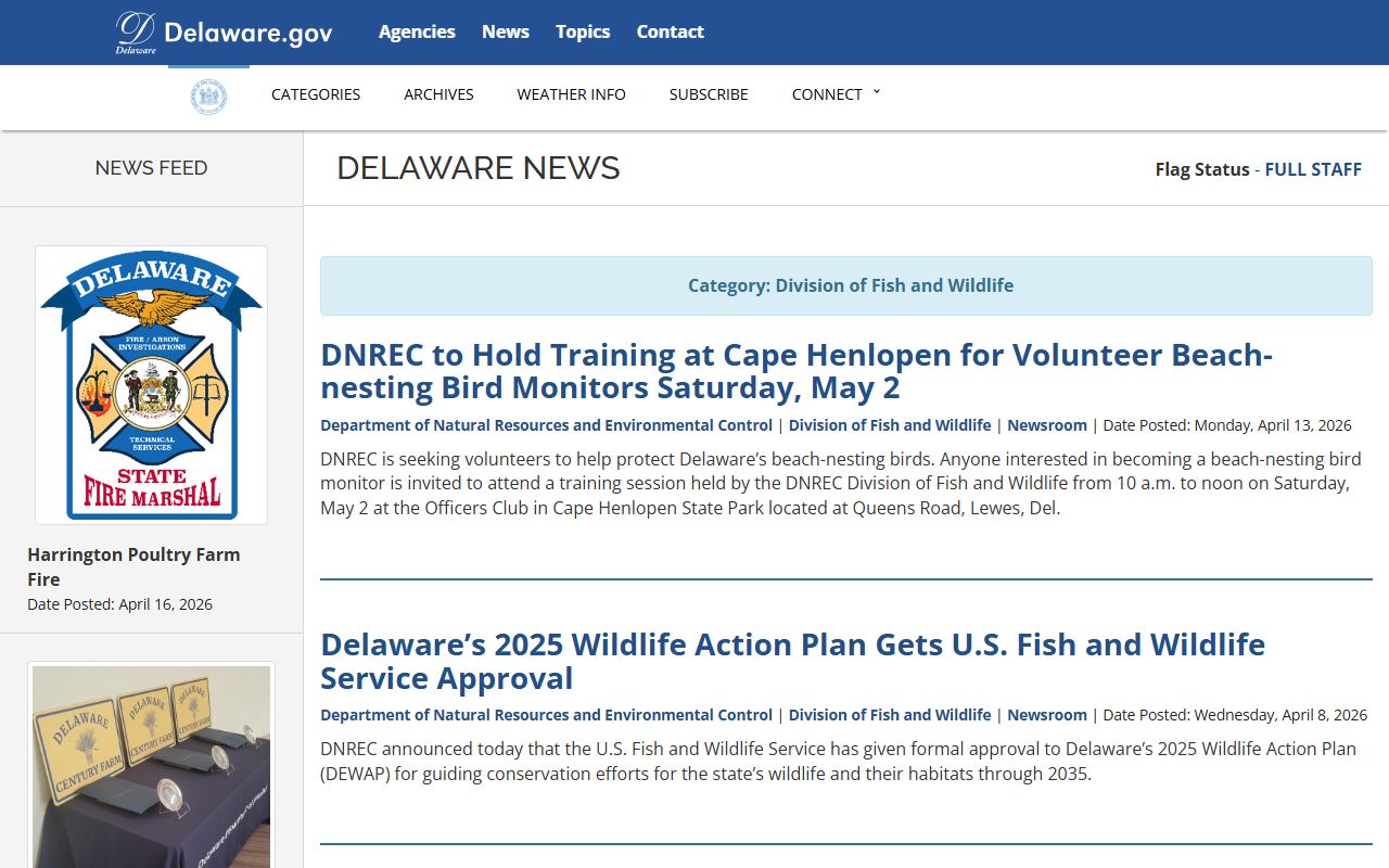 Delaware DNREC Fish and Wildlife police blotter